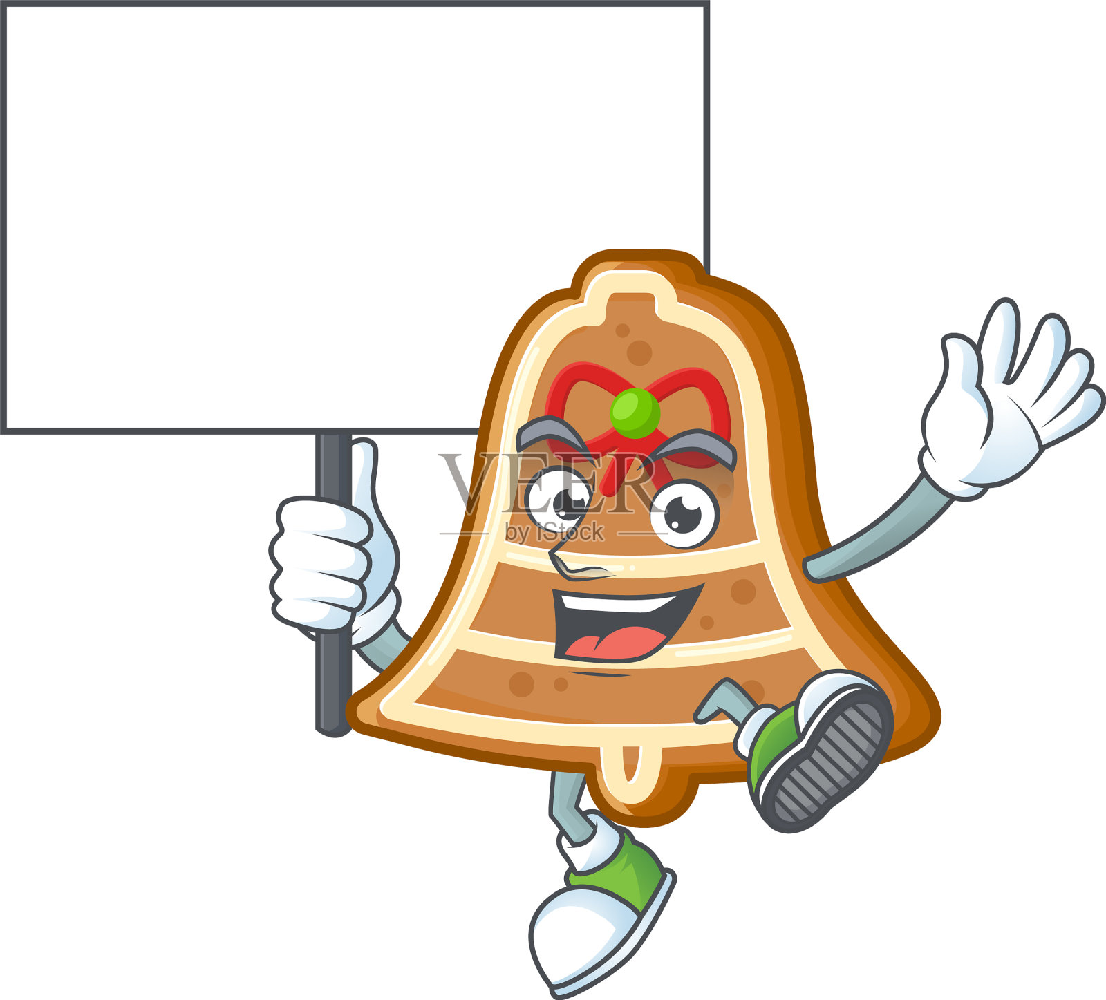 微笑的铃铛饼干带来可爱的卡通风格插画图片素材