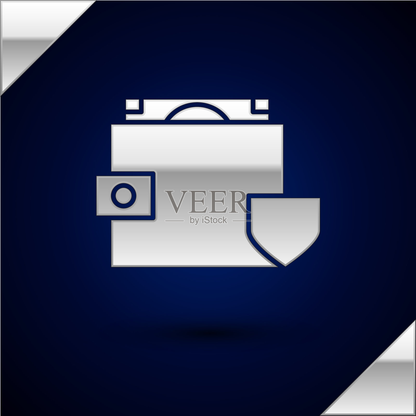 银钱包和金钱与盾牌图标隔离图标素材