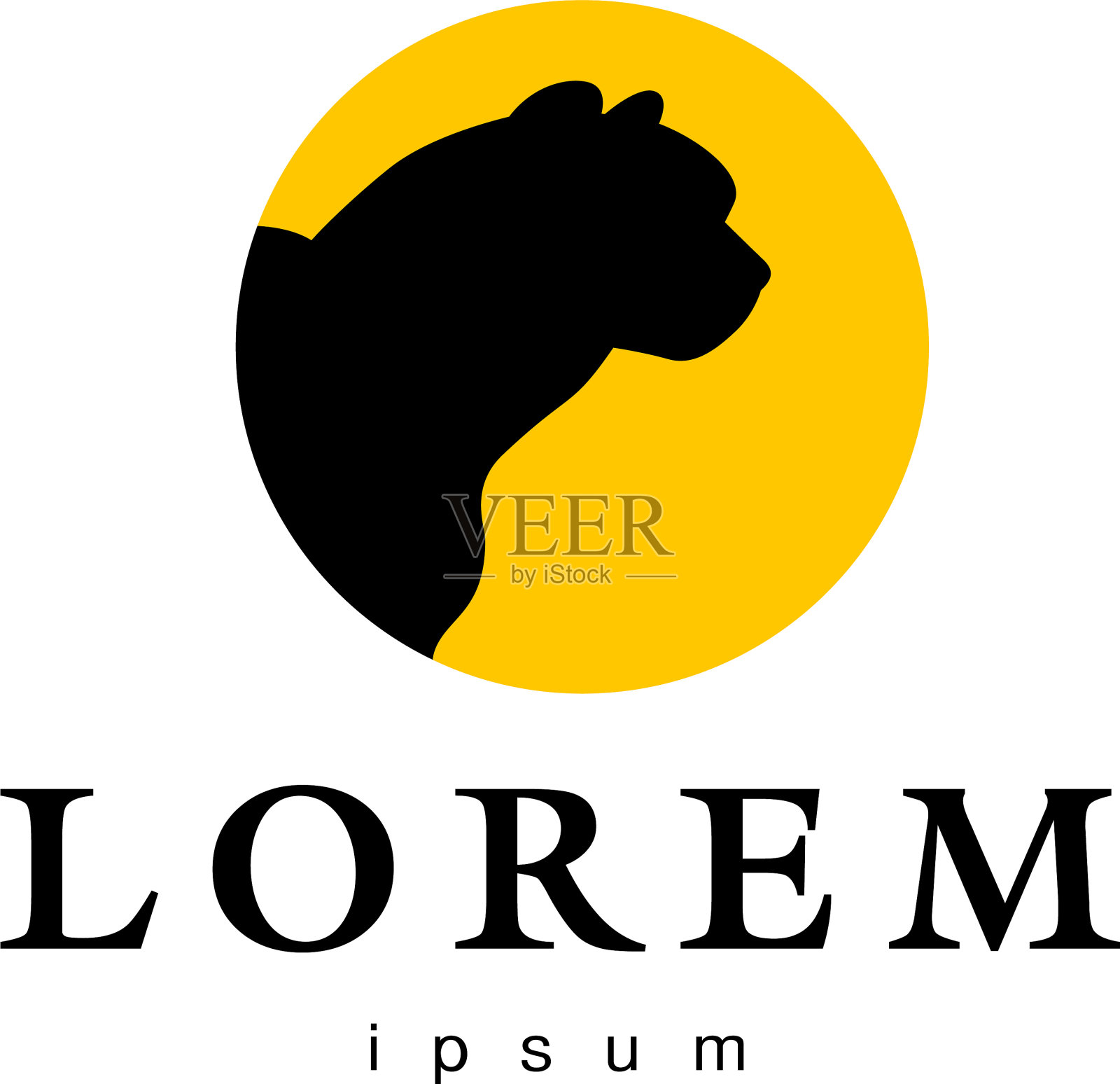 简单的抽象标志与奔跑的猎豹插画图片素材