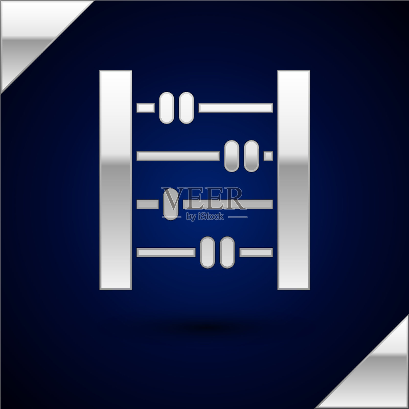 银算盘图标孤立在深蓝色插画图片素材