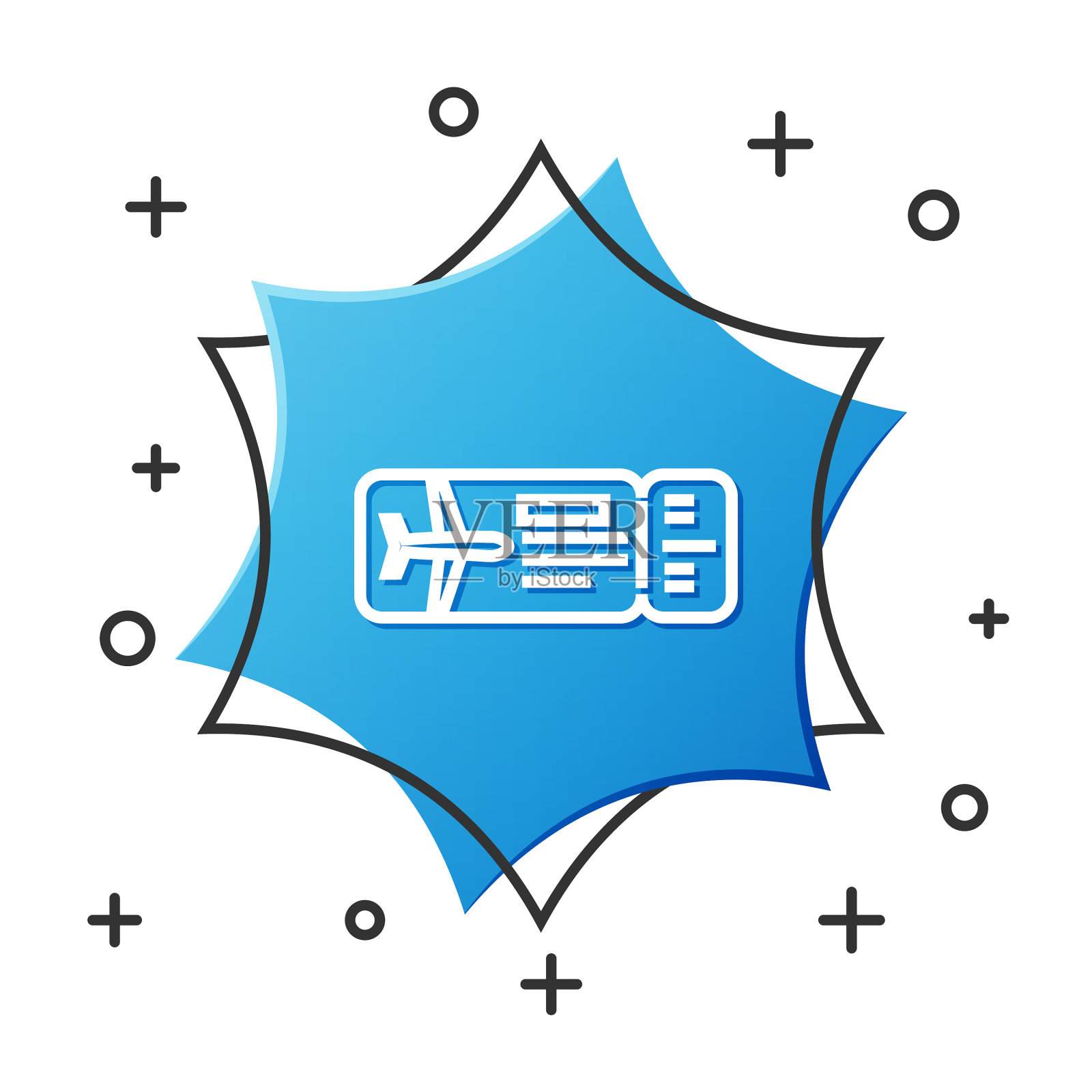 白线飞机票图标孤立在白色上图标素材
