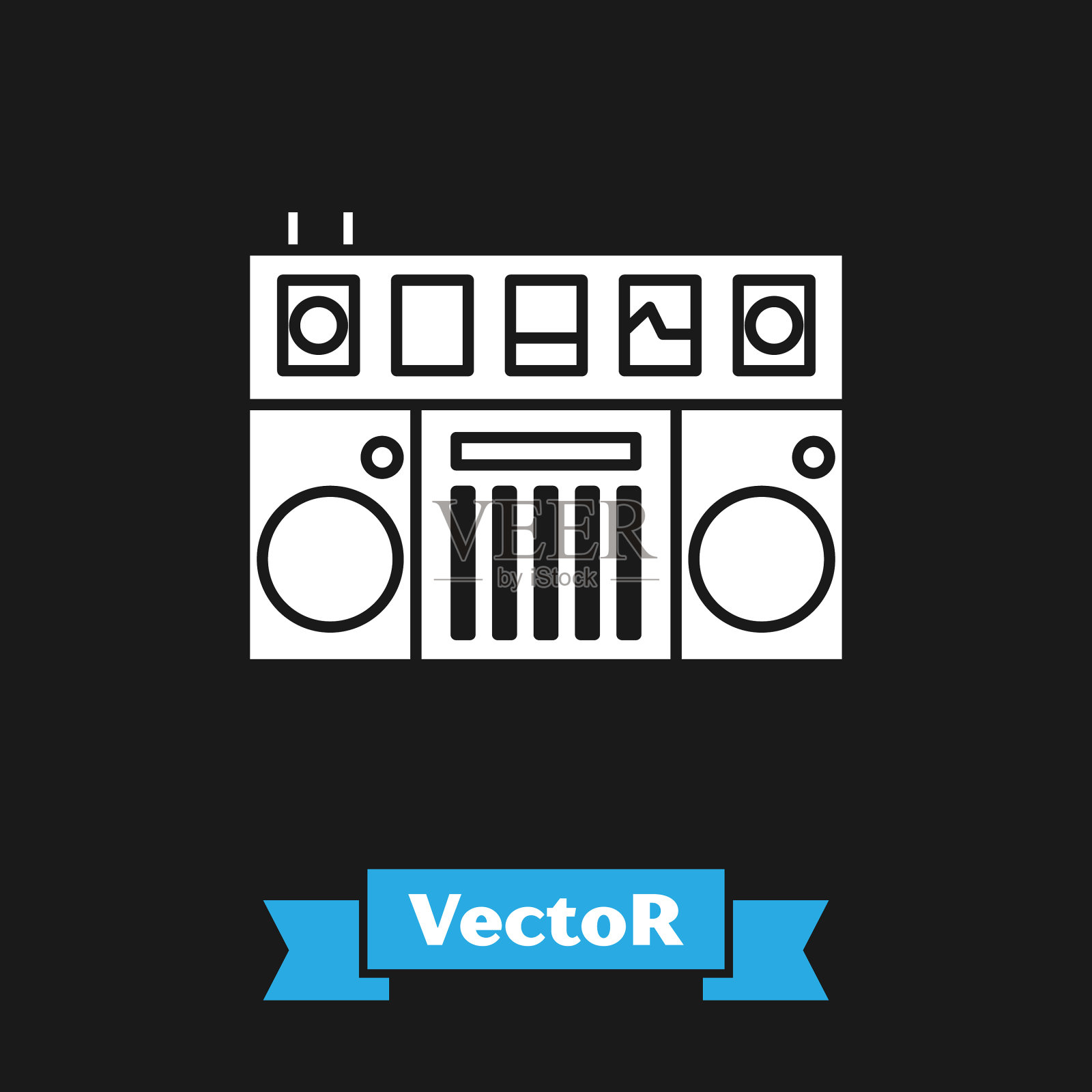 白色DJ遥控器播放和混合音乐图标插画图片素材