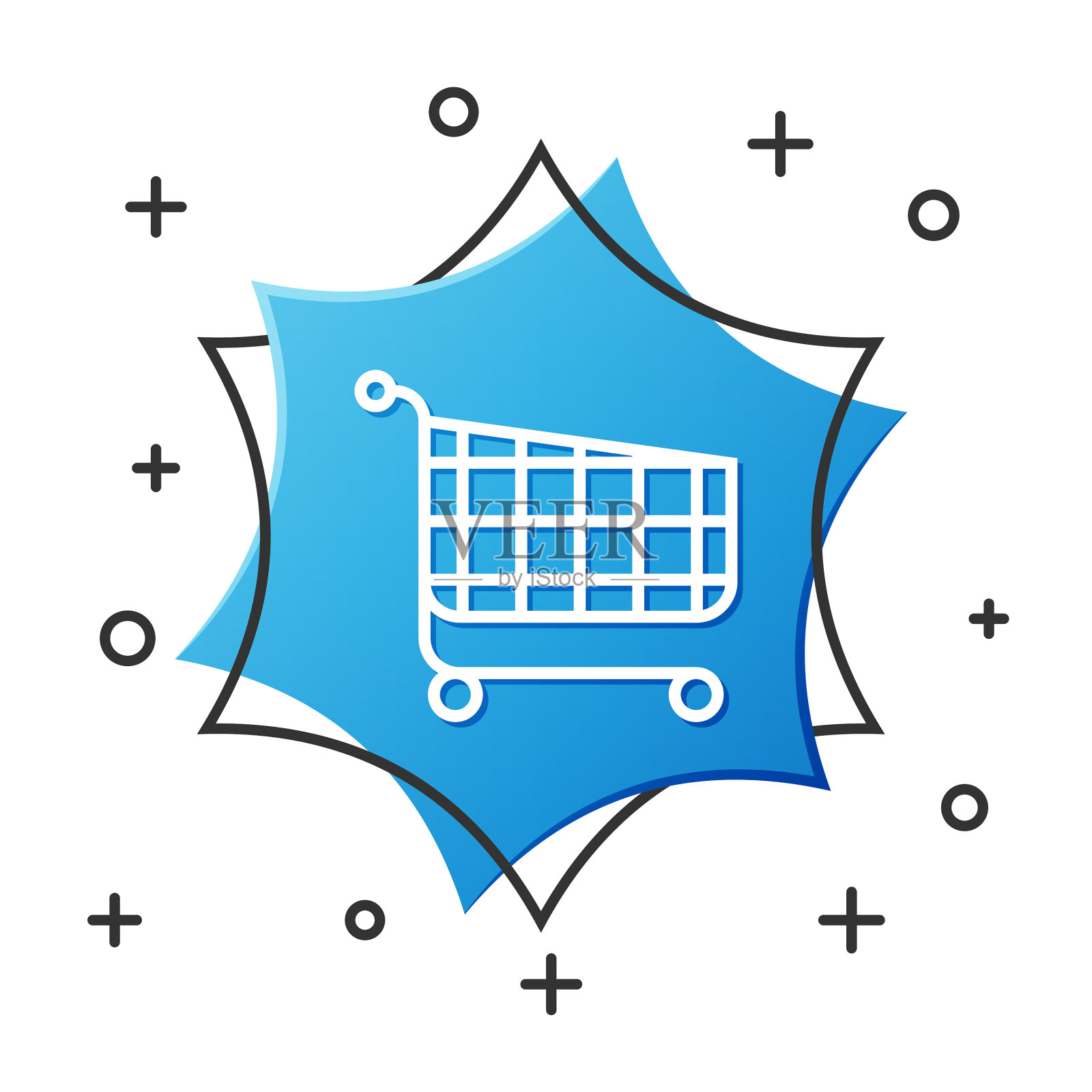 白线购物车图标孤立在白色图标素材