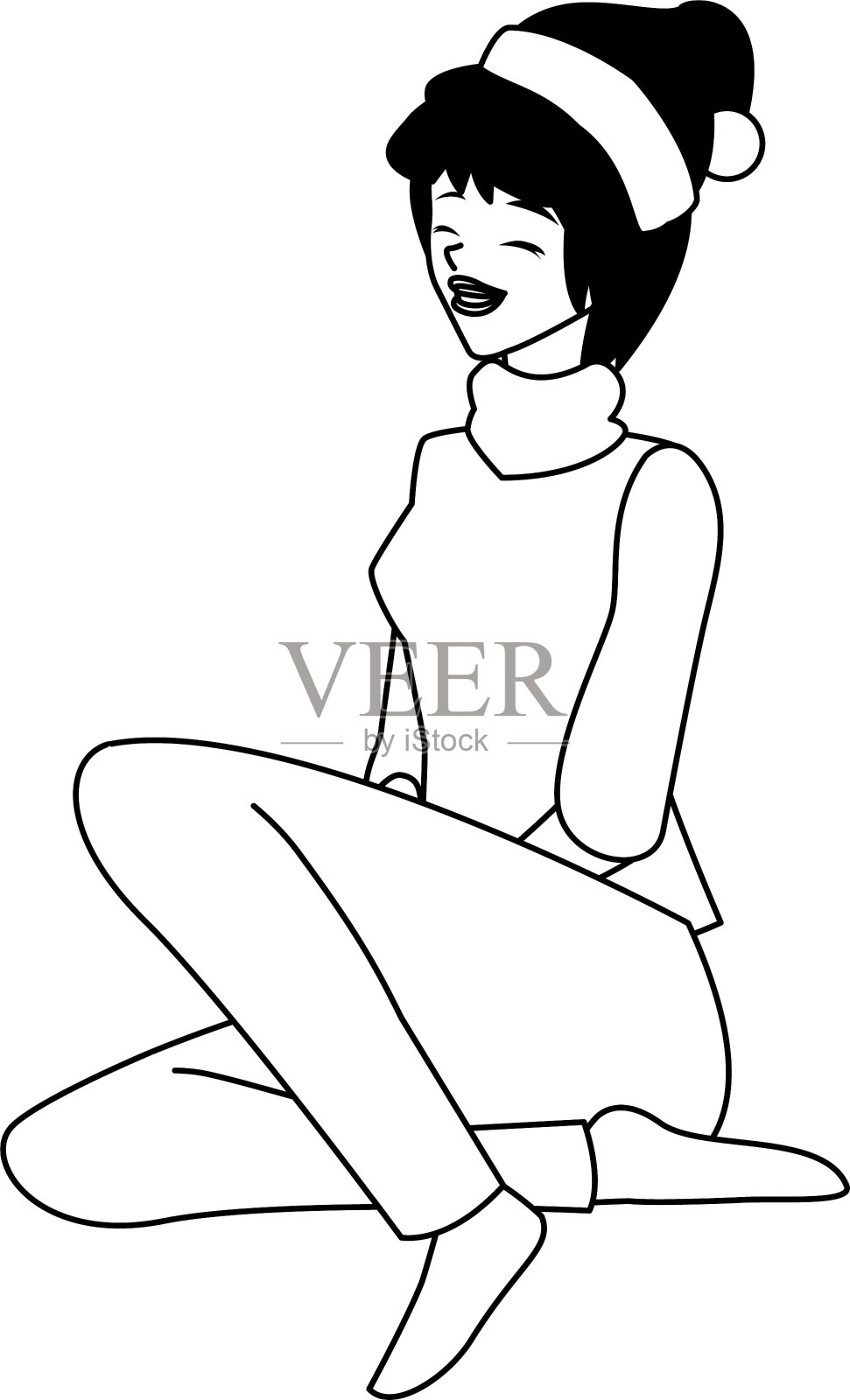 有圣诞老人帽子设计的女人设计元素图片