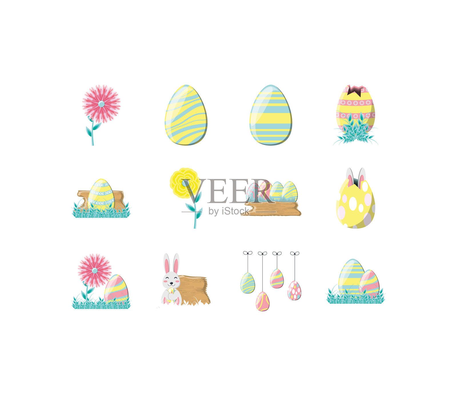 各种复活节快乐图标套装设计图标素材