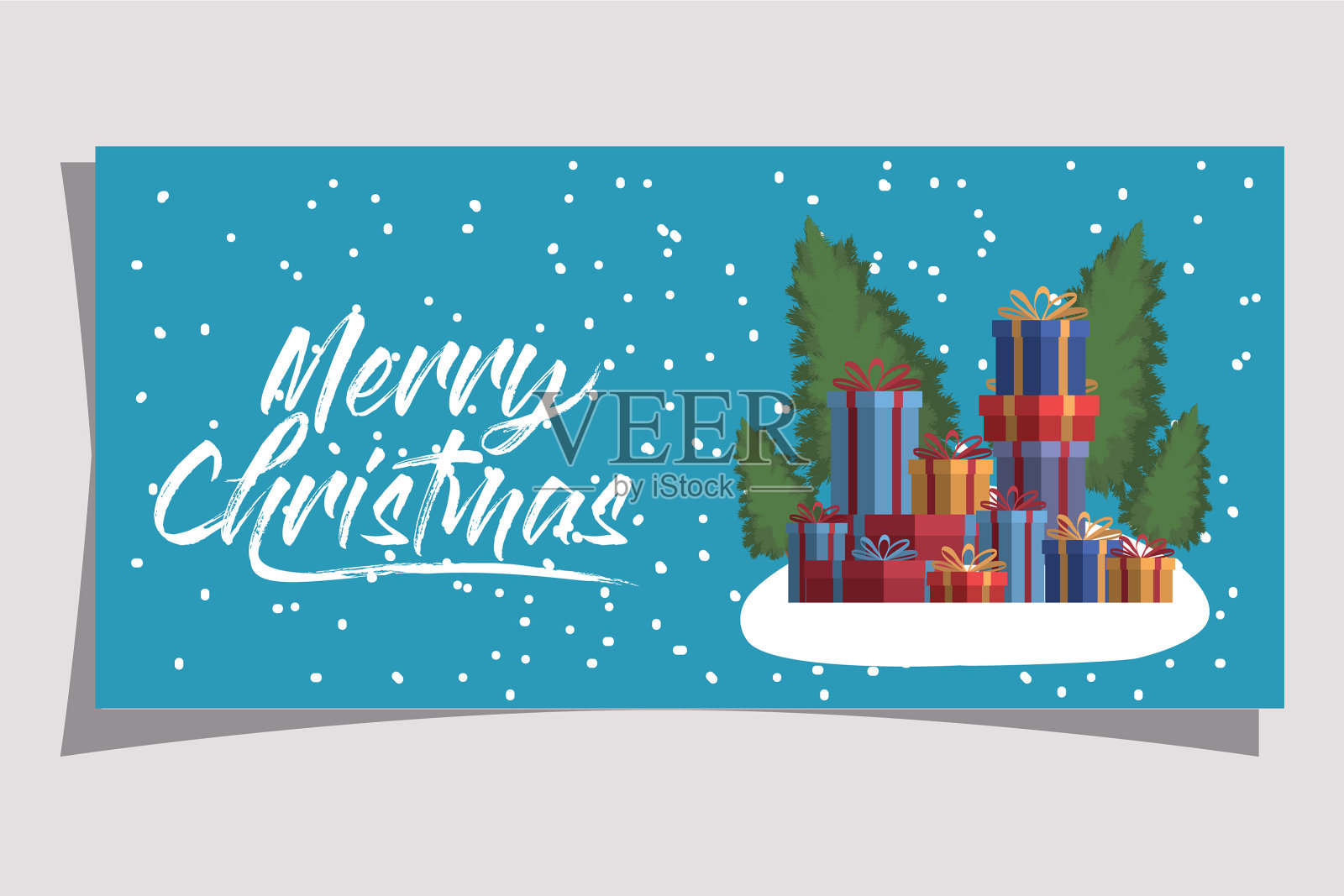圣诞贺卡与礼品盒插画图片素材