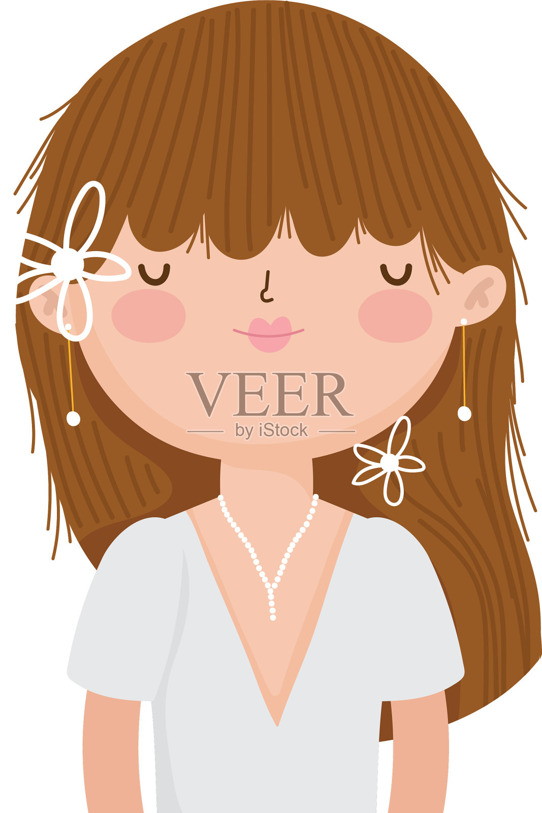 新娘优雅的婚纱卡通设计元素图片