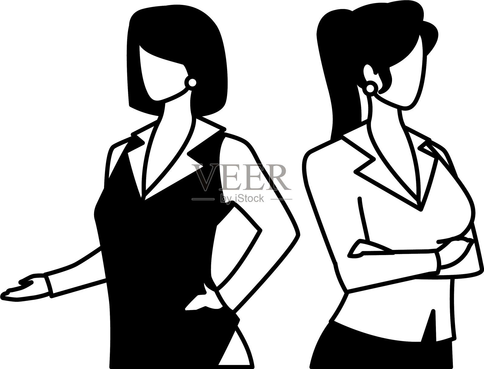 可爱的商业女性有各种各样的观点，姿势和设计元素图片