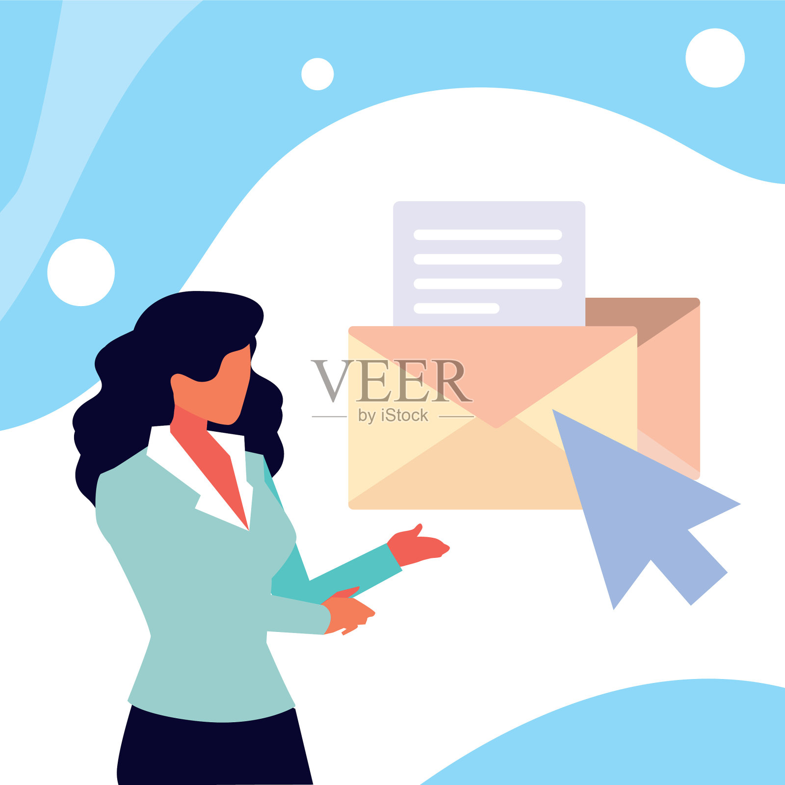 女商人站在策划和营销设计元素图片