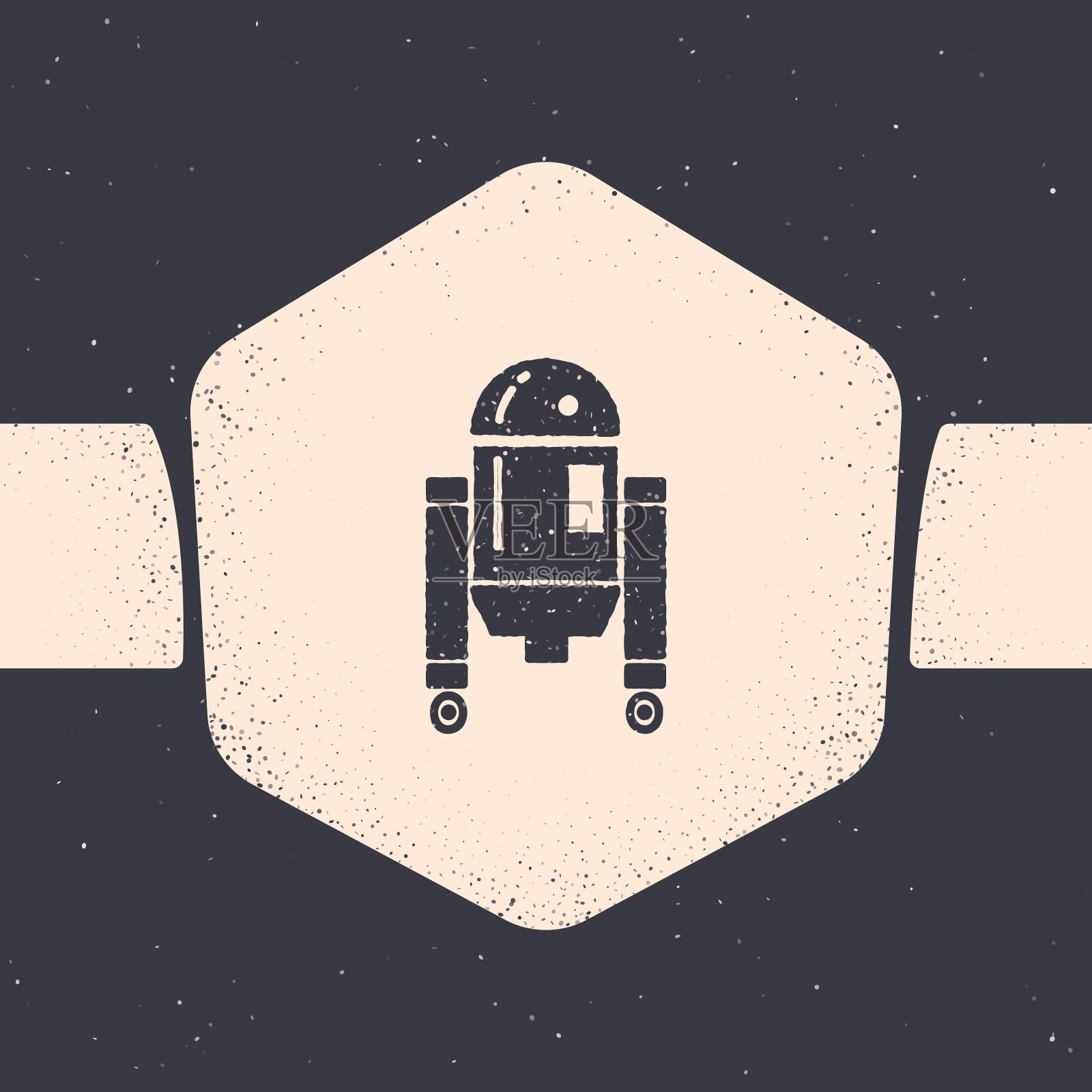 垃圾机器人图标孤立在灰色背景插画图片素材