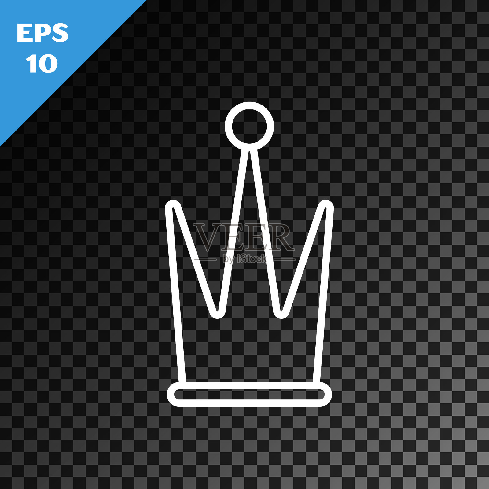 白线皇冠图标隔离上透明插画图片素材