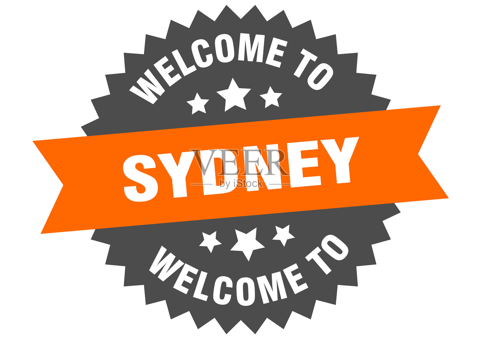 悉尼标志欢迎到悉尼橙色贴纸插画图片素材