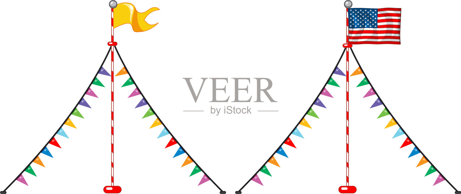 两面带有彩色三角形的国旗设计插画图片素材