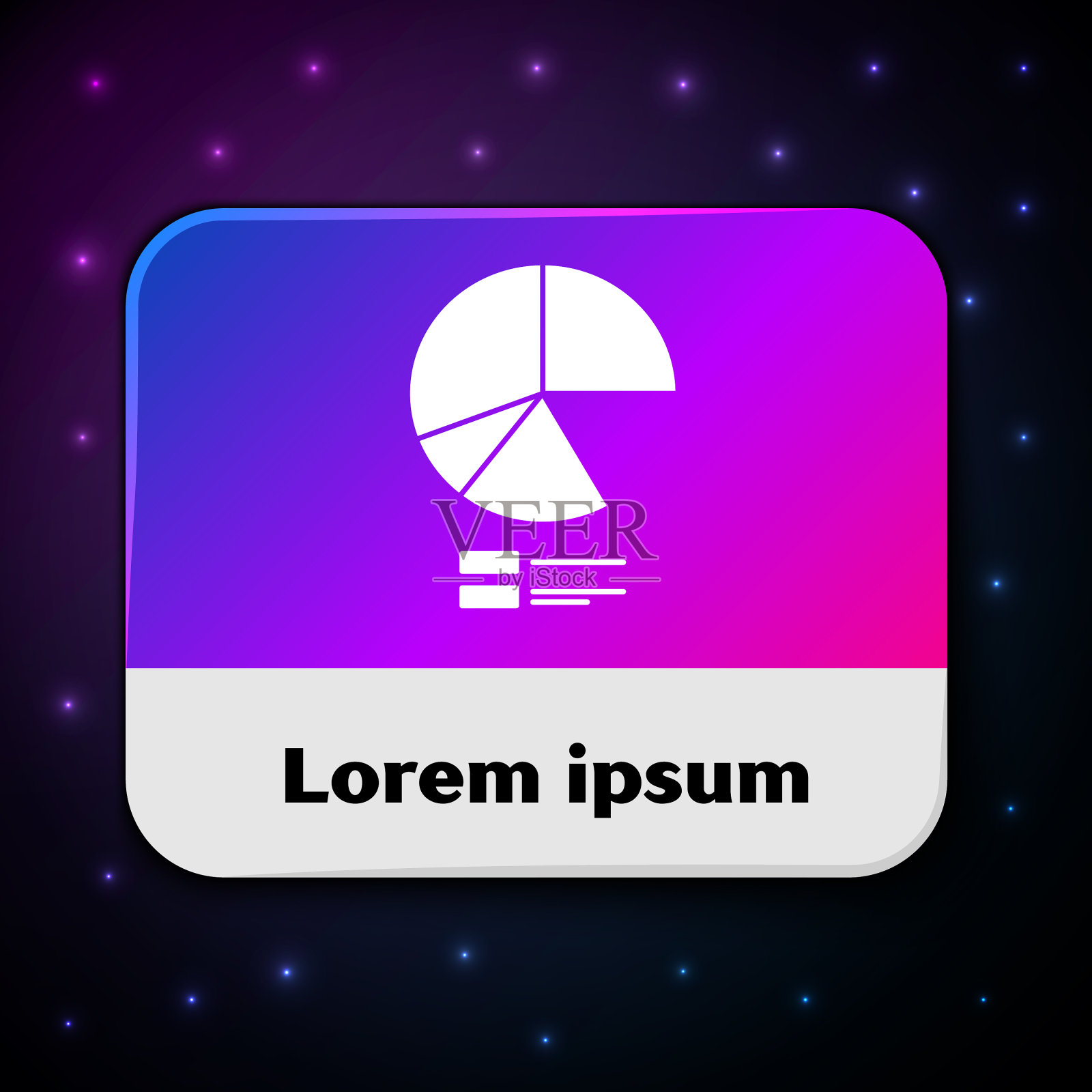 白色饼状图信息图图标孤立在黑色图标素材