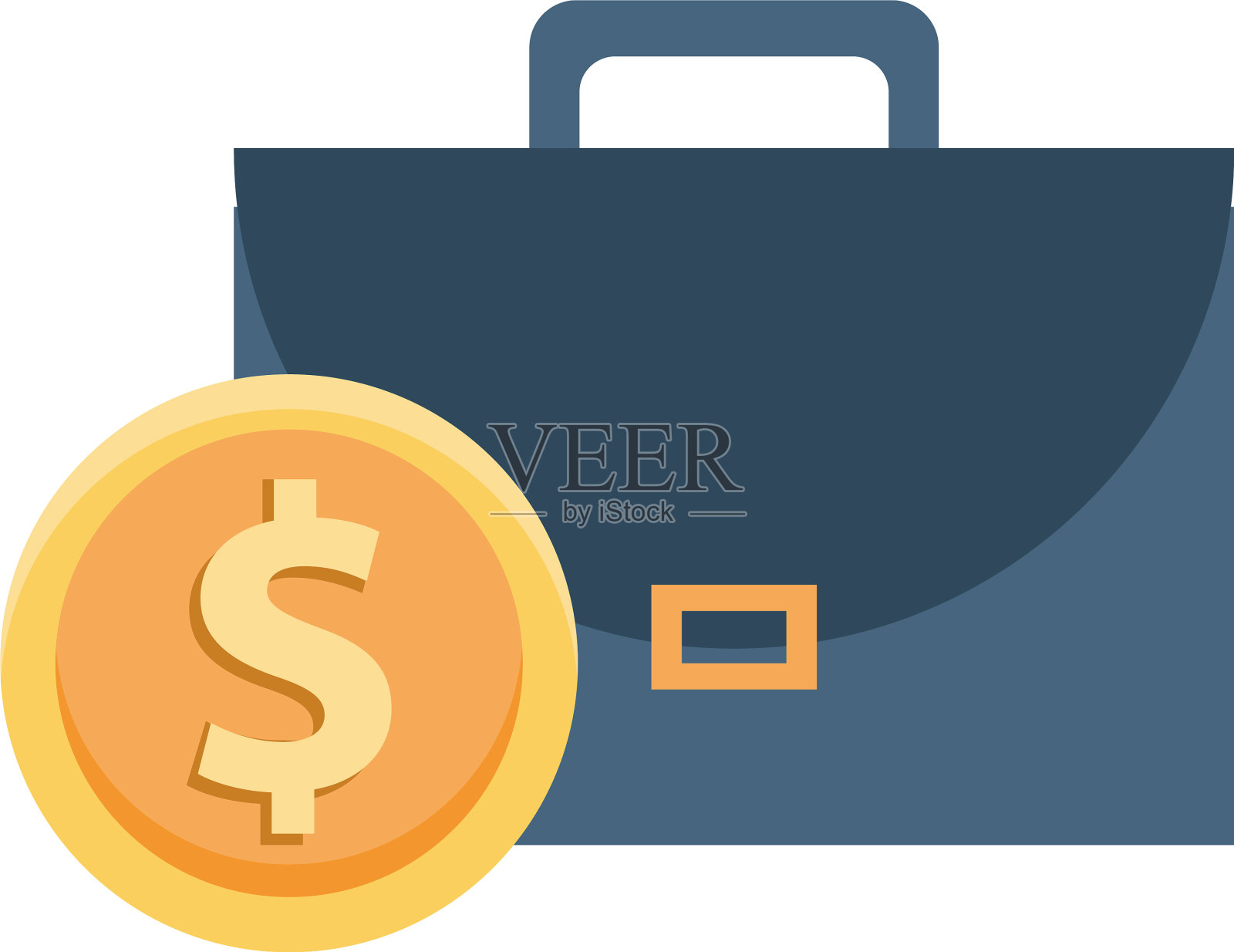 装有硬币的公文包插画图片素材