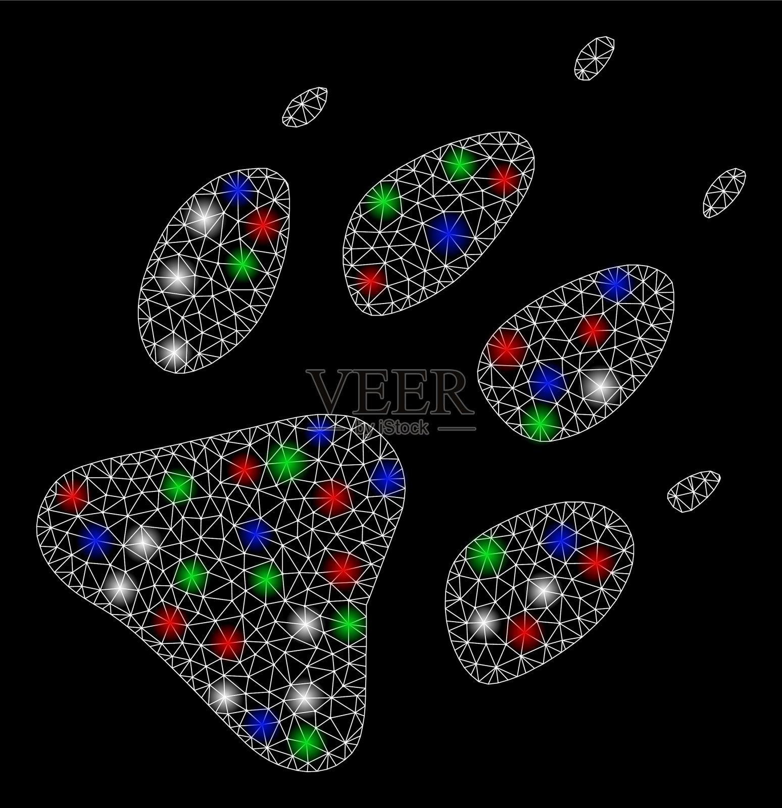 亮网钢丝架Wolf footprint with flash插画图片素材
