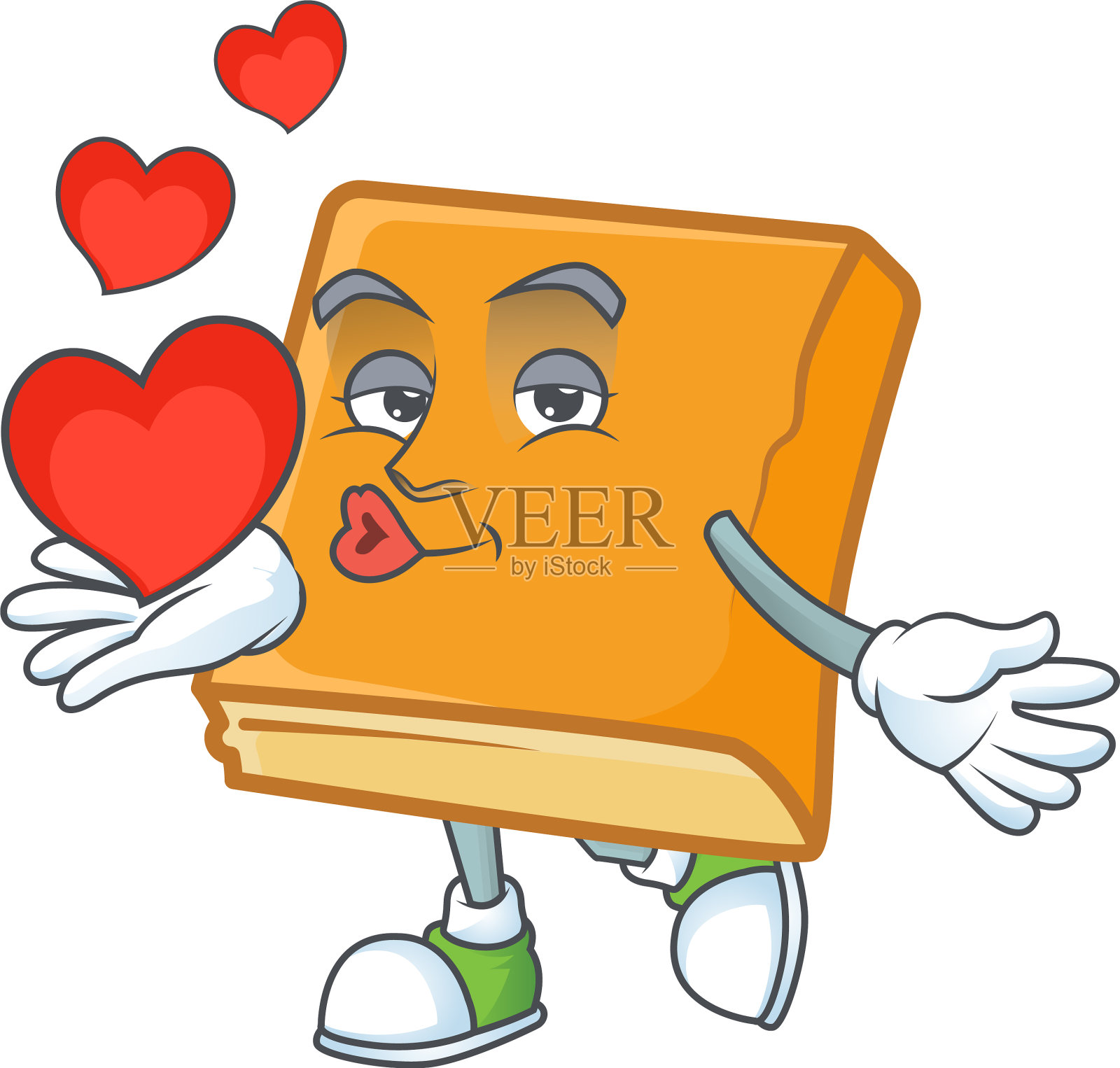 白色的玉米面包上有心形的吉祥物设计元素图片