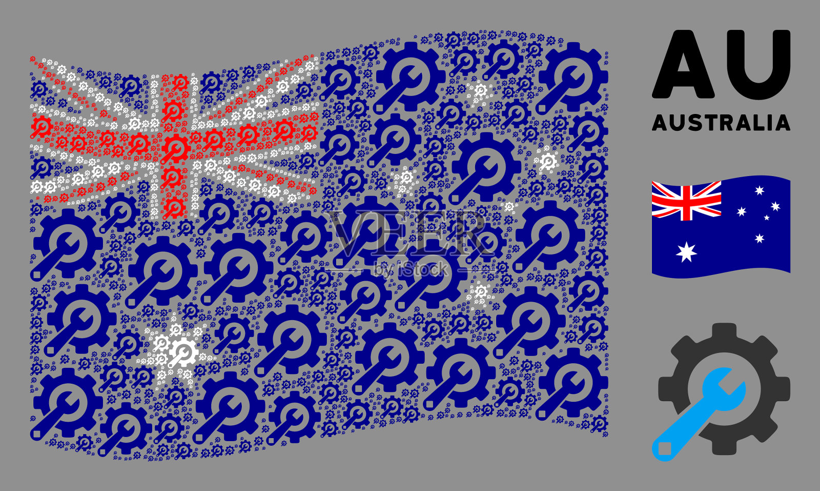 挥舞澳大利亚国旗图案的服务工具插画图片素材