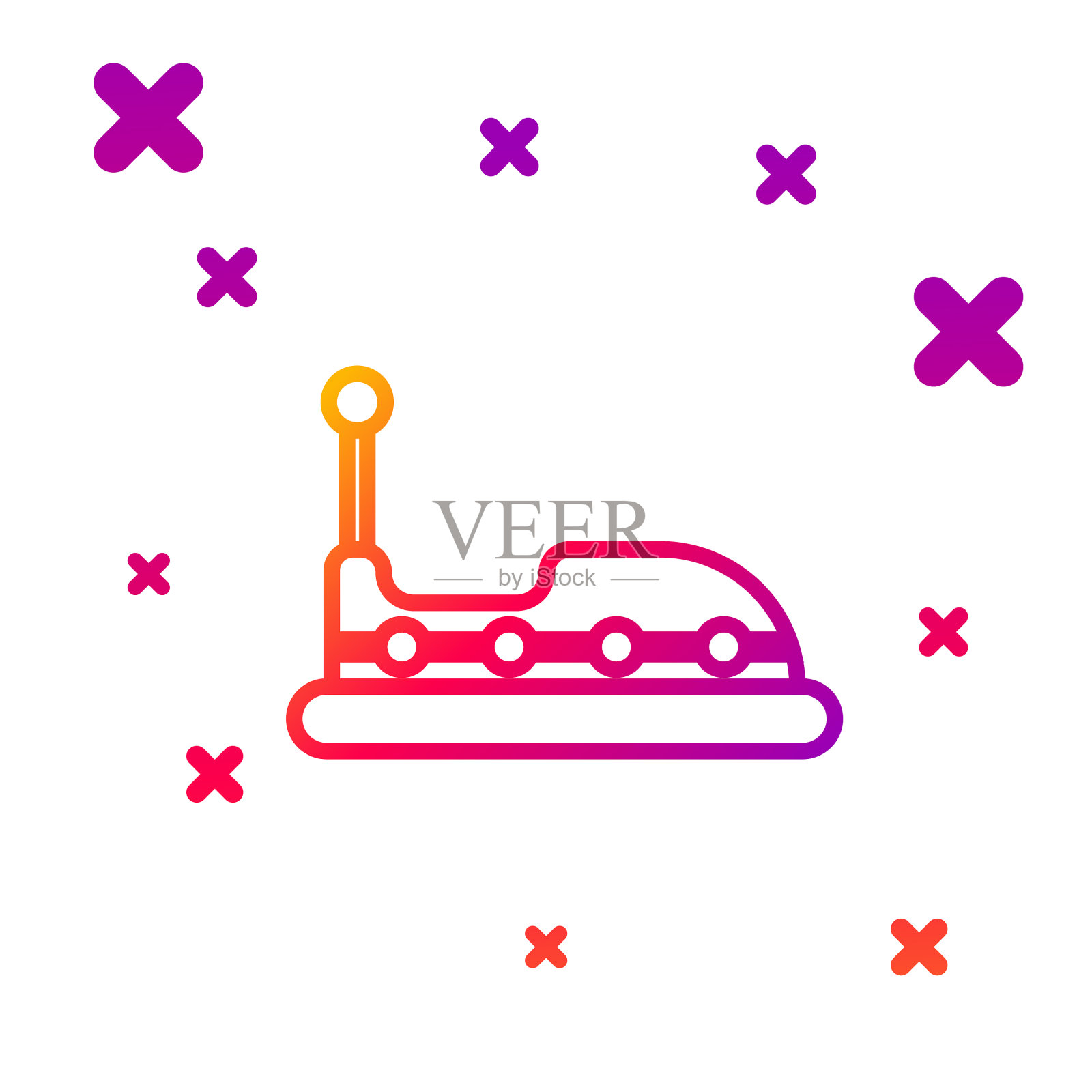 彩色线碰碰车图标孤立在白色图标素材