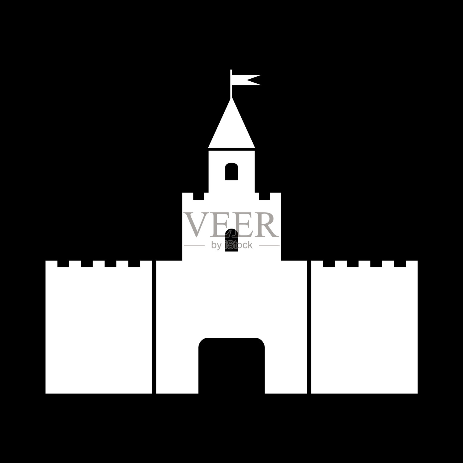 黑色城堡图标插画图片素材