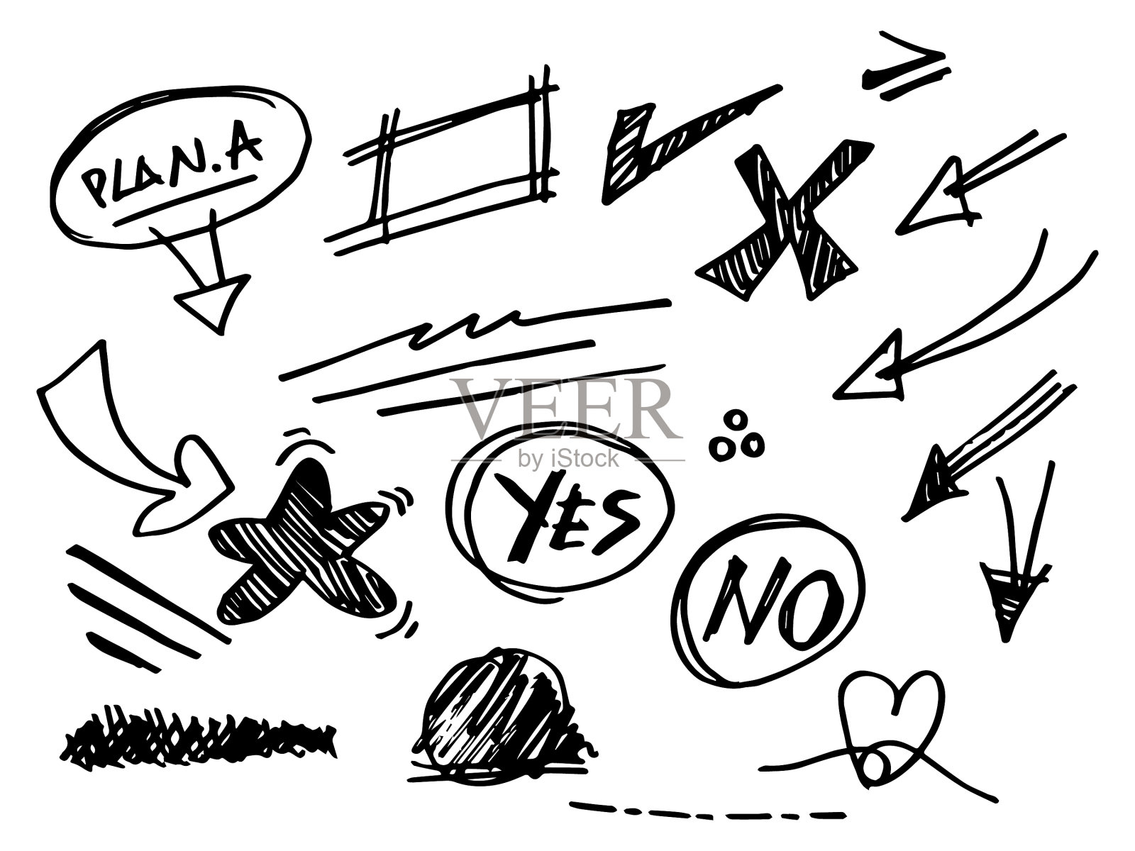 手绘集合设计元素插画图片素材