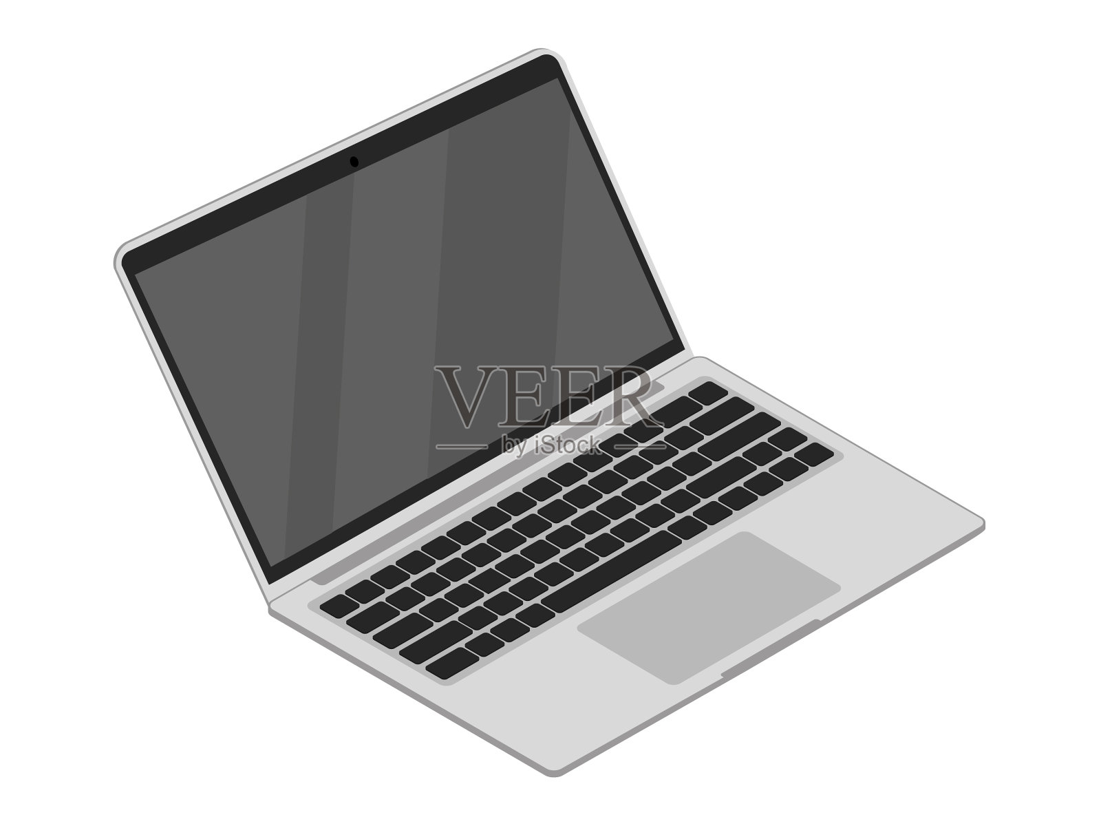 笔记本电脑与空白屏幕等距设计元素图片