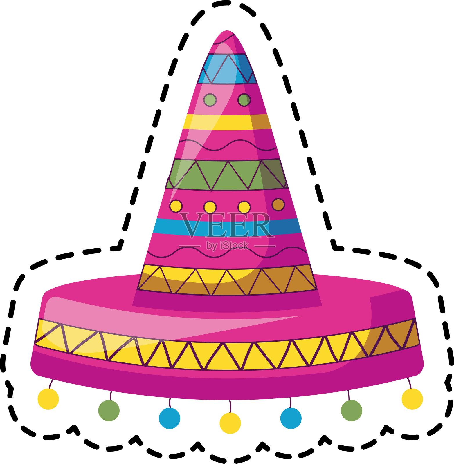 补丁墨西哥帽传统孤立图标设计元素图片