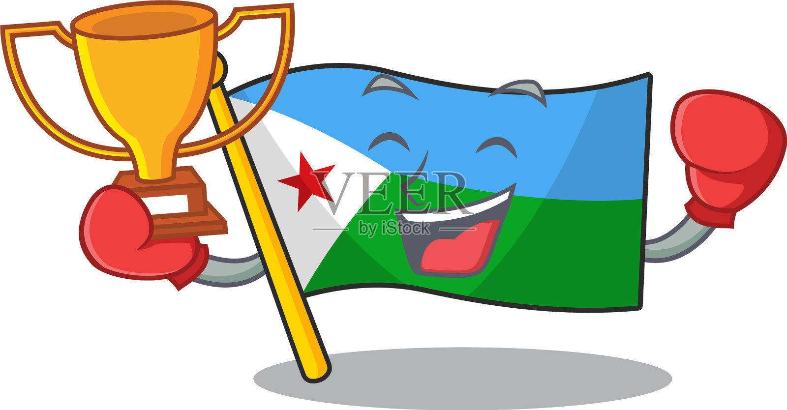 泡沫指旗吉布提吉祥物卡通风格插画图片素材