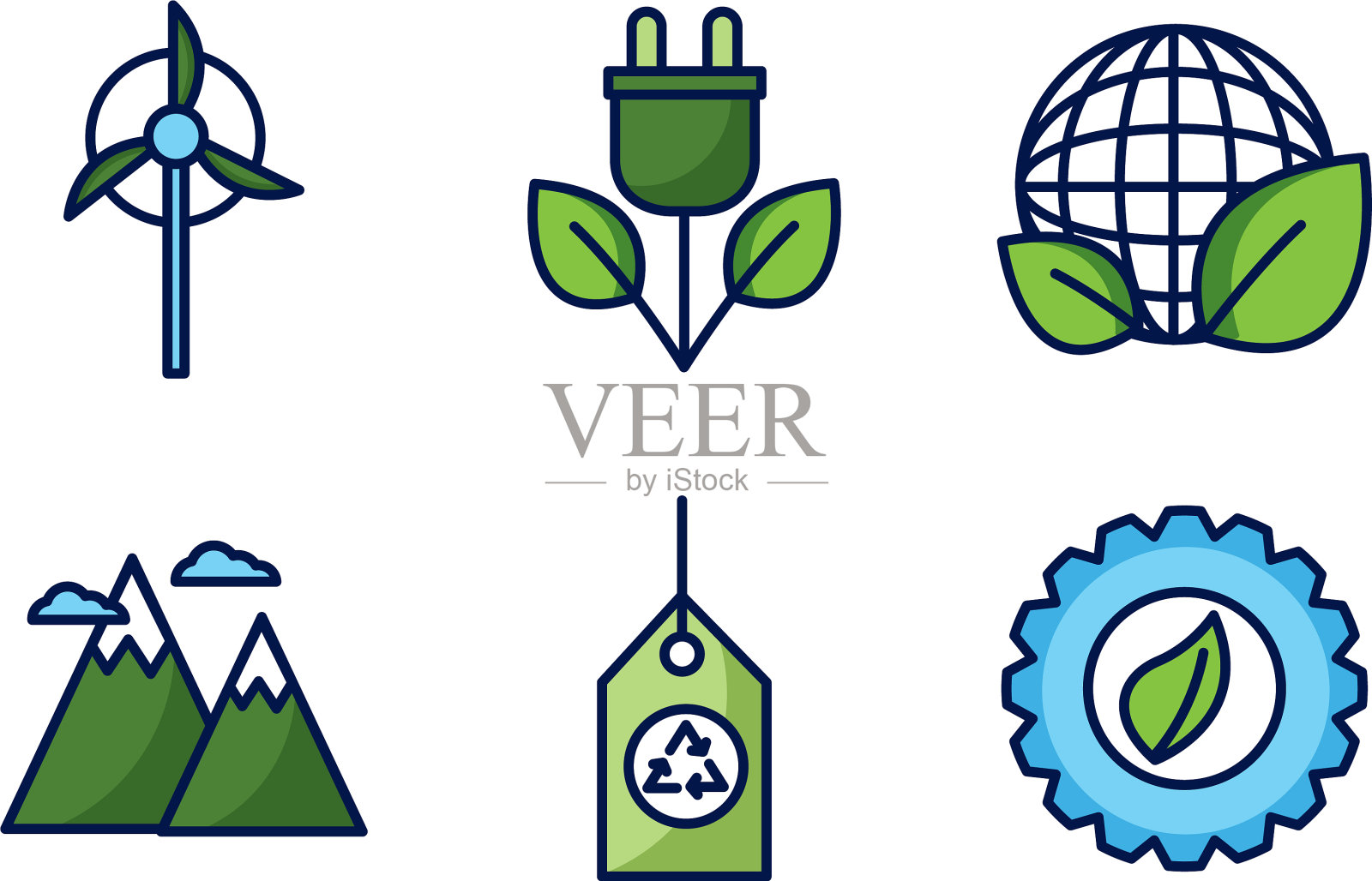 孤立的生态图标集设计图标素材