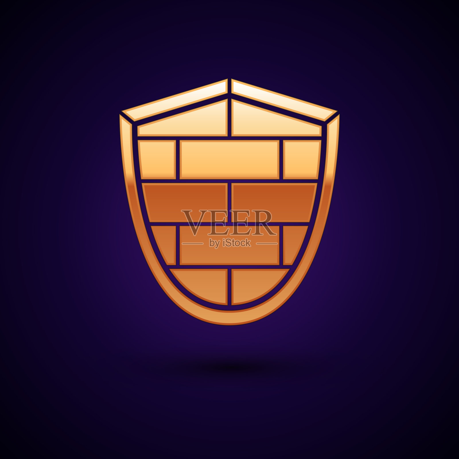 金盾与网络安全砖墙图标插画图片素材