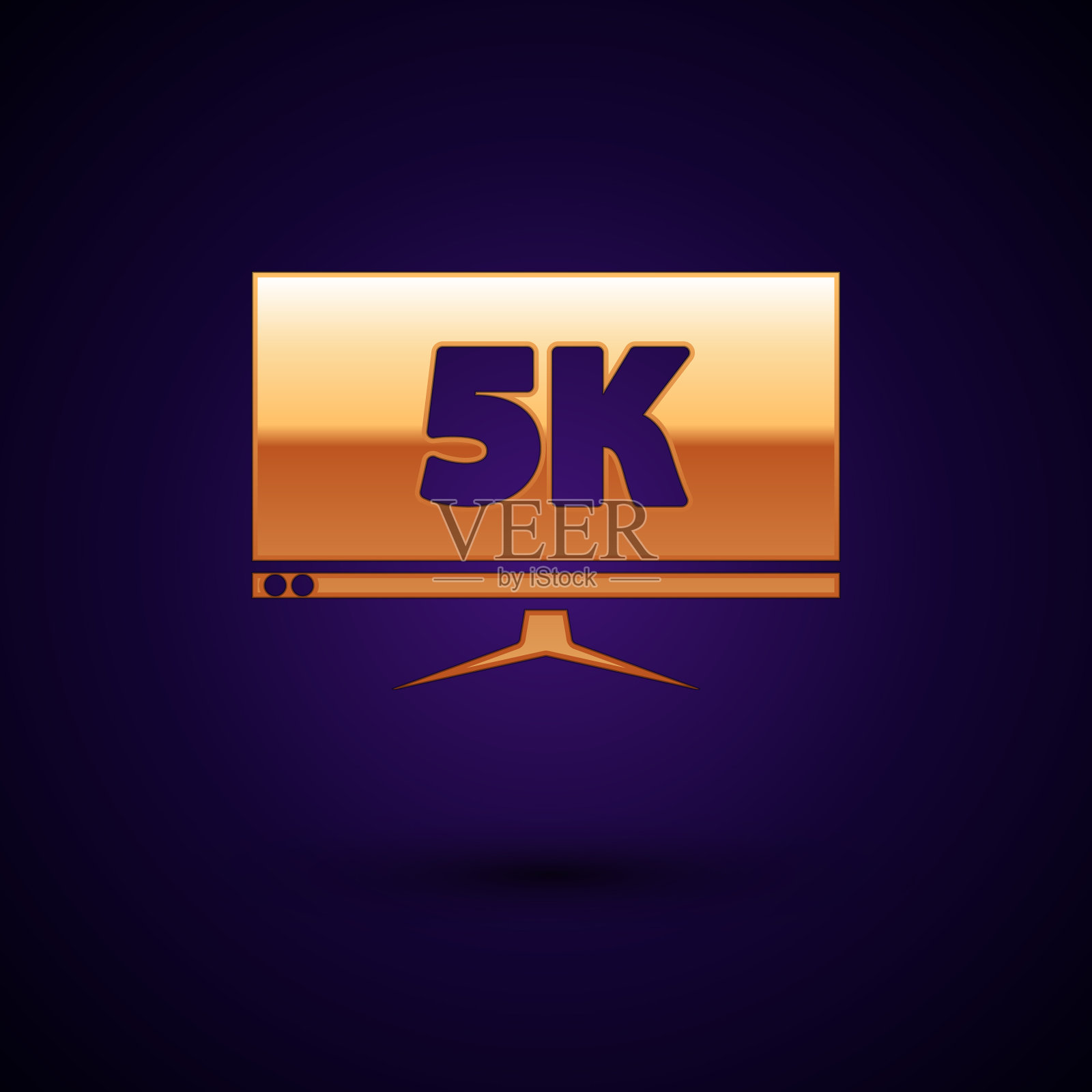 黄金电脑PC显示器显示5k视频插画图片素材