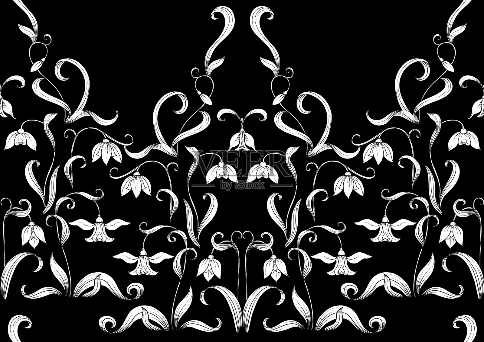 雪花莲无缝图案插画图片素材