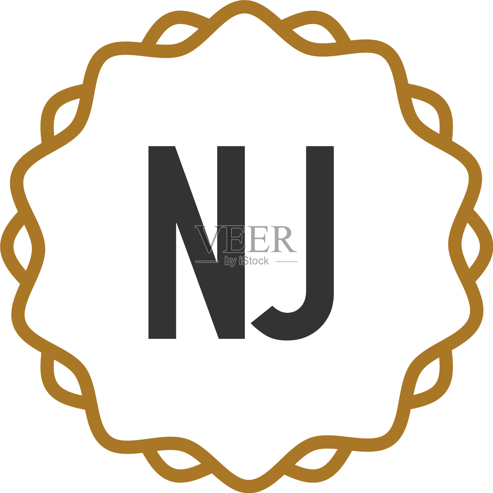 首字母nj优雅创意标志插画图片素材
