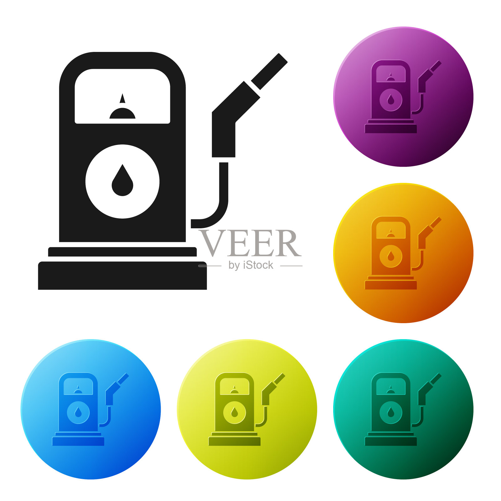 黑色汽油或加油站图标孤立在白色图标素材