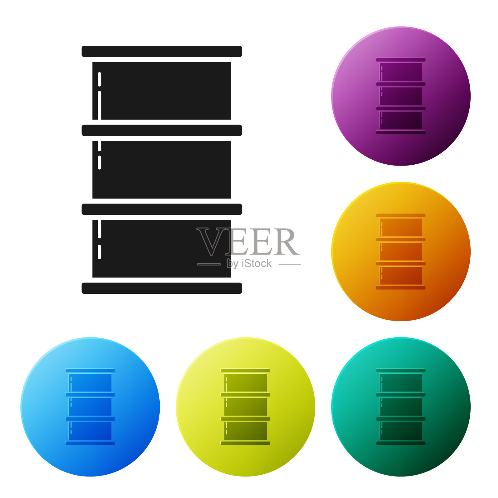 黑色桶油图标孤立在白色背景图标素材