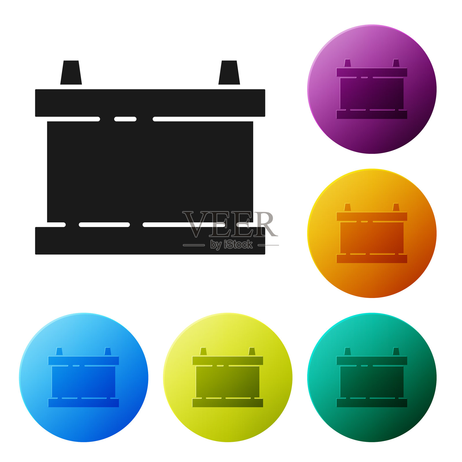 黑色汽车电池图标孤立在白色上图标素材