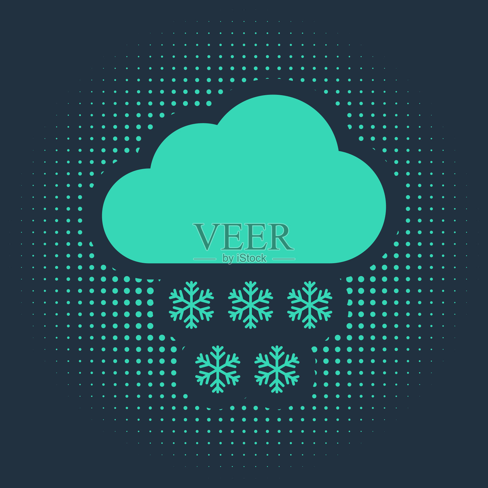 绿色的云与雪的图标孤立在蓝色插画图片素材