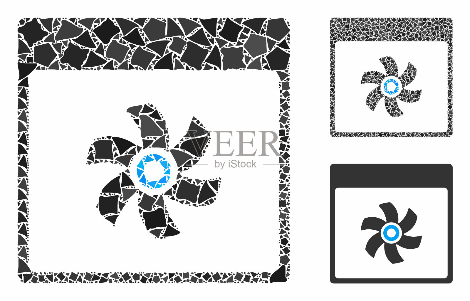 粉丝日历页面马赛克图标凹凸不平的元素插画图片素材