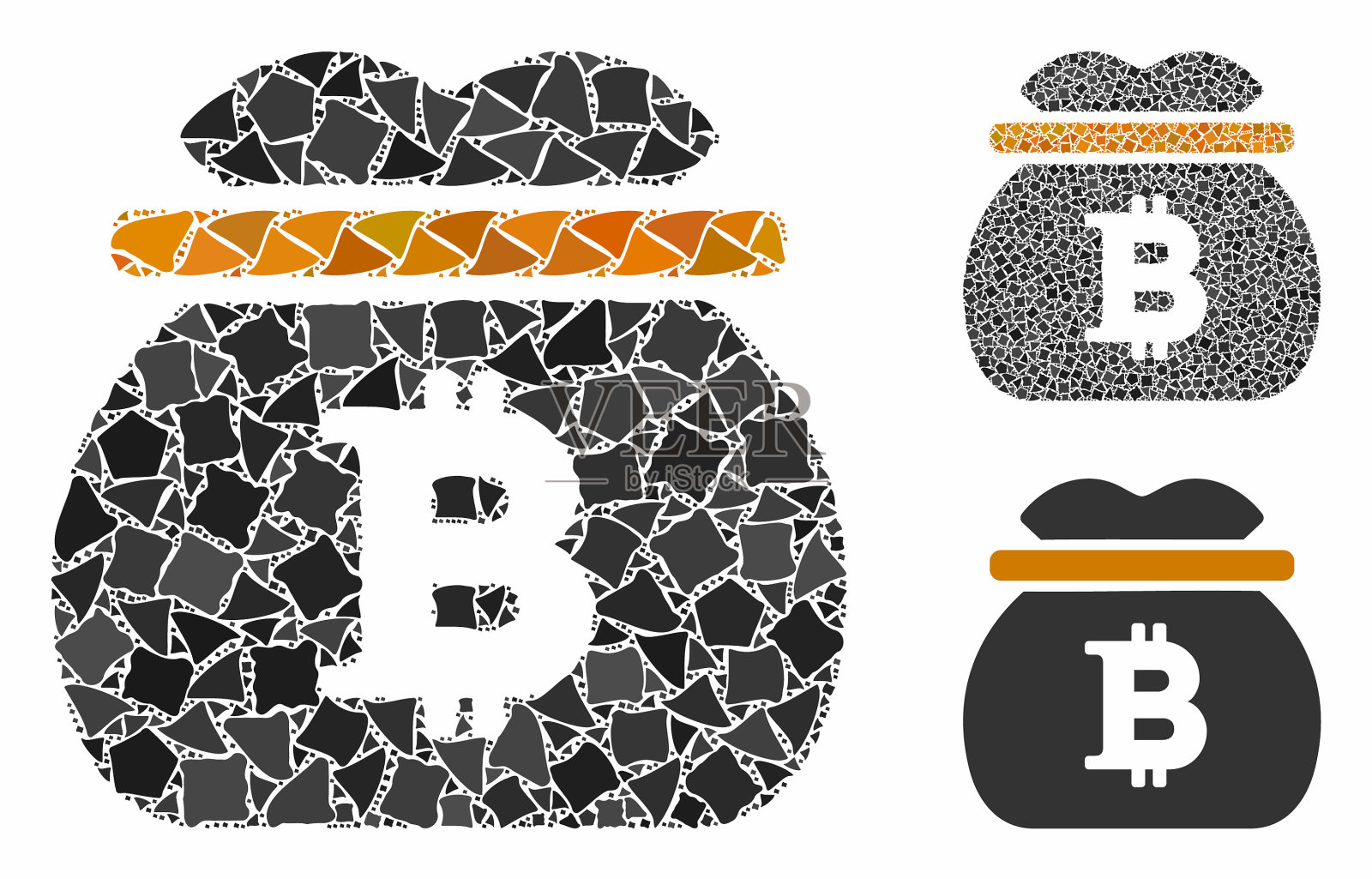 比特币钱袋组成图标结节插画图片素材