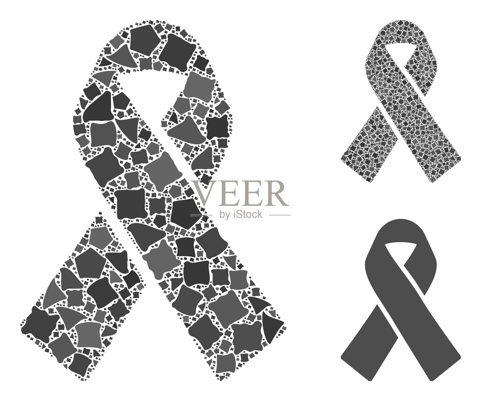 哀思缎带组成图标不规则插画图片素材