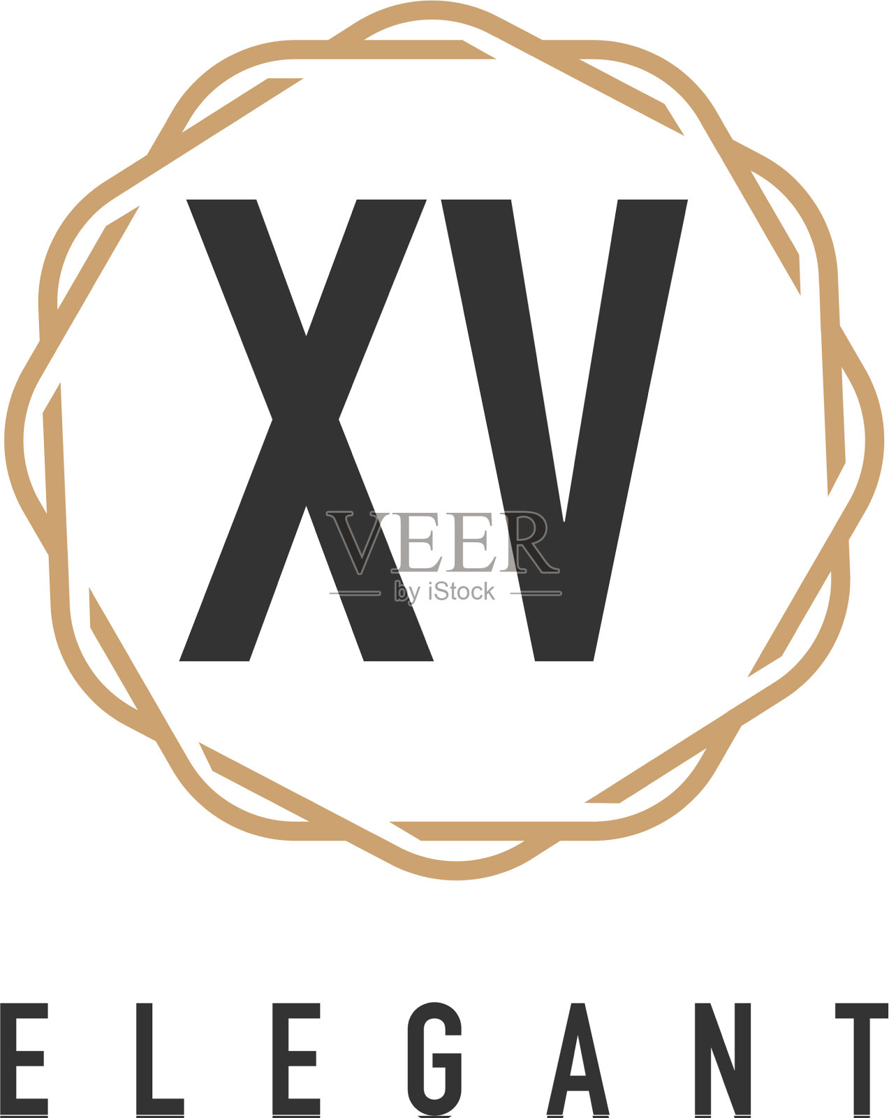 首字母十五奢华极简优雅插画图片素材