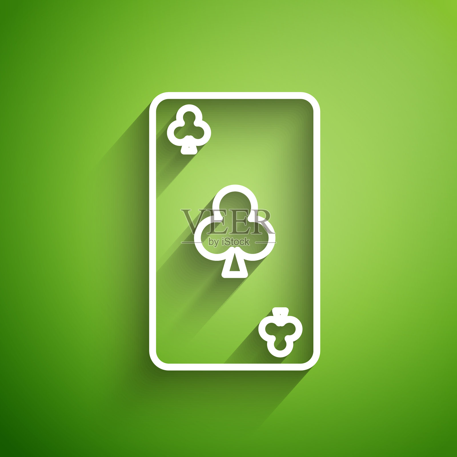 扑克牌白线与梅花符号图标插画图片素材