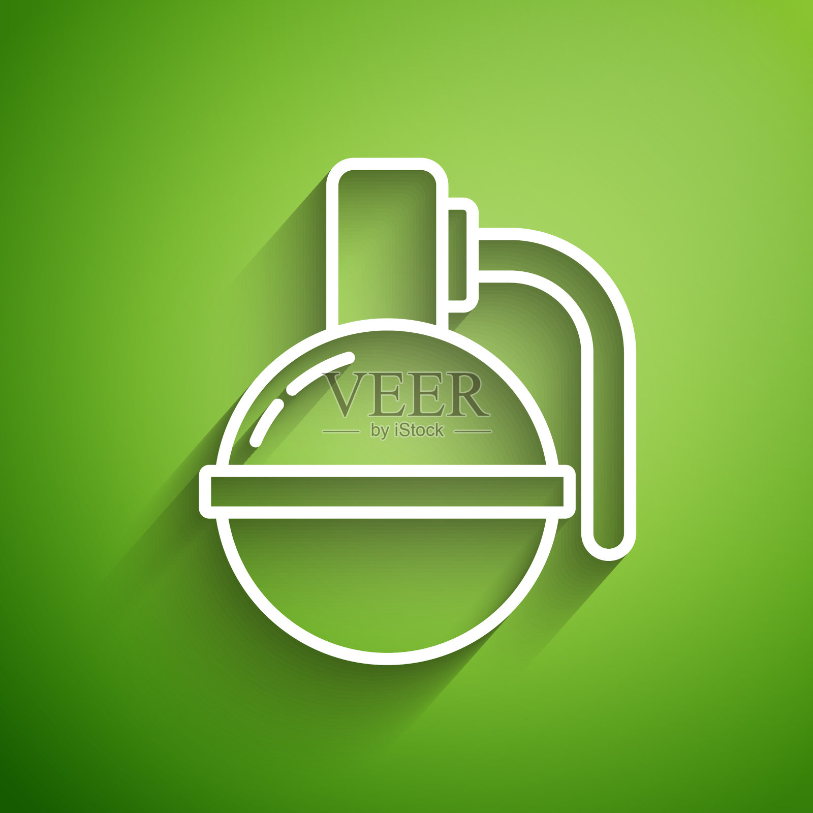 白线手雷图标隔离在绿色插画图片素材