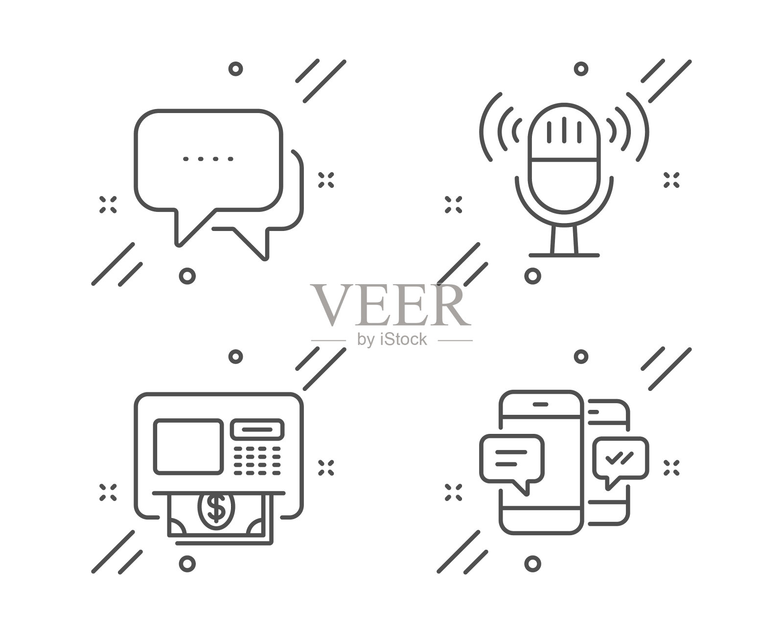 麦克风ATM和信息图标设置智能手机图标素材