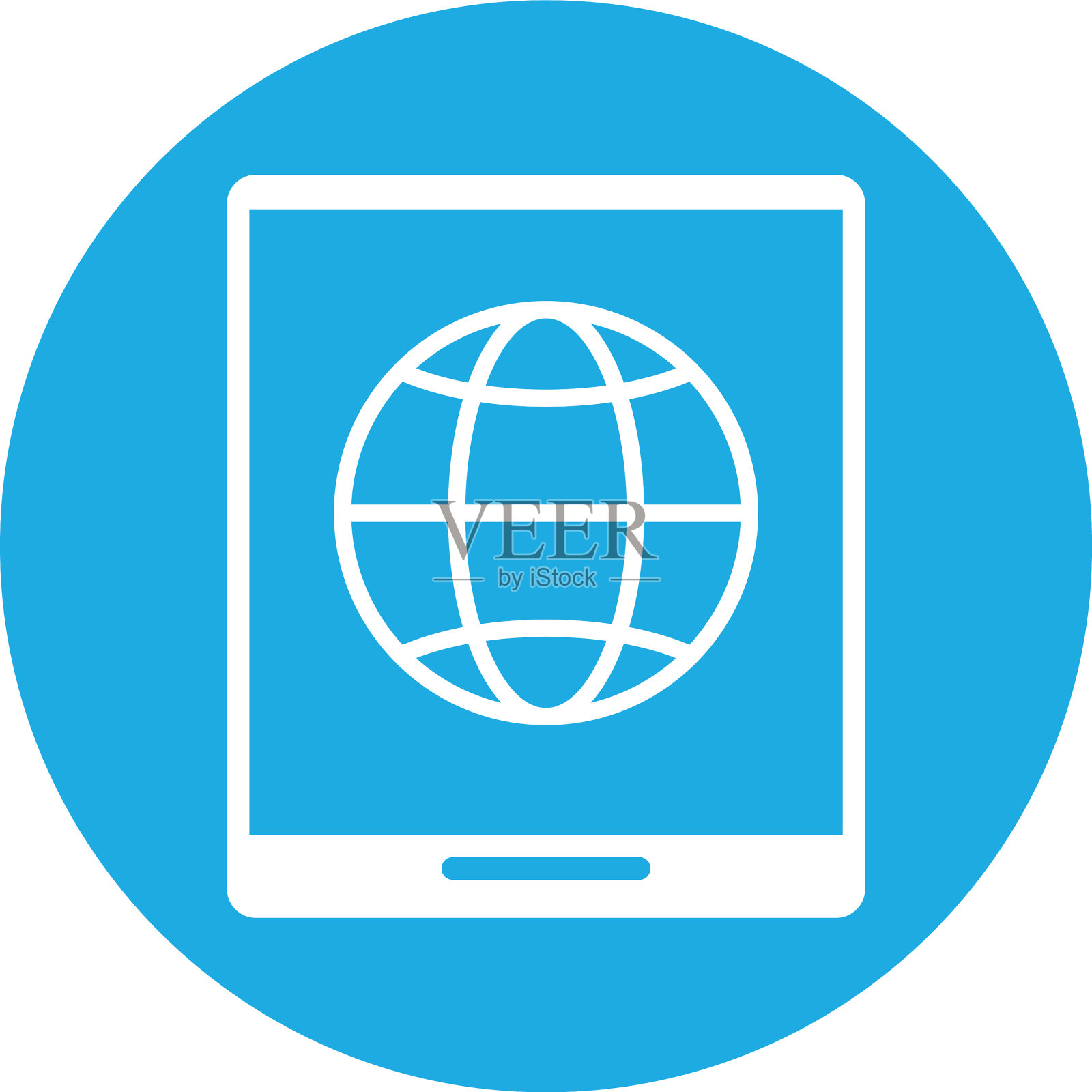 带有球体浏览器的平板设备插画图片素材