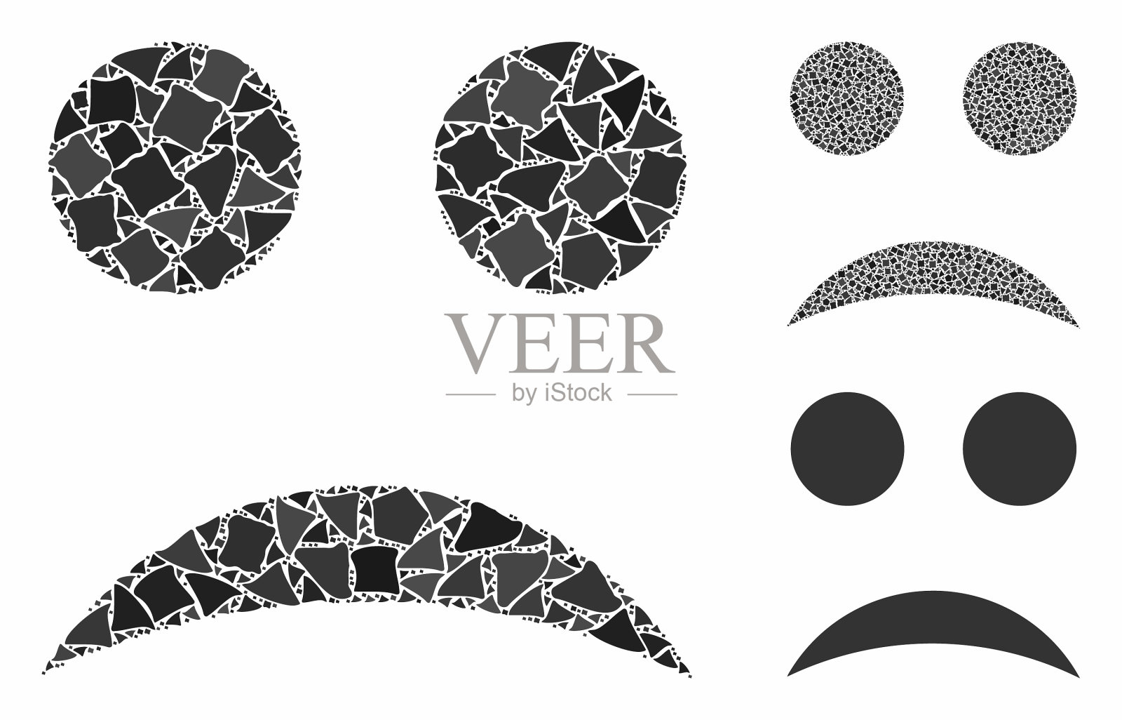 悲伤的笑脸组成图标不规则元素插画图片素材