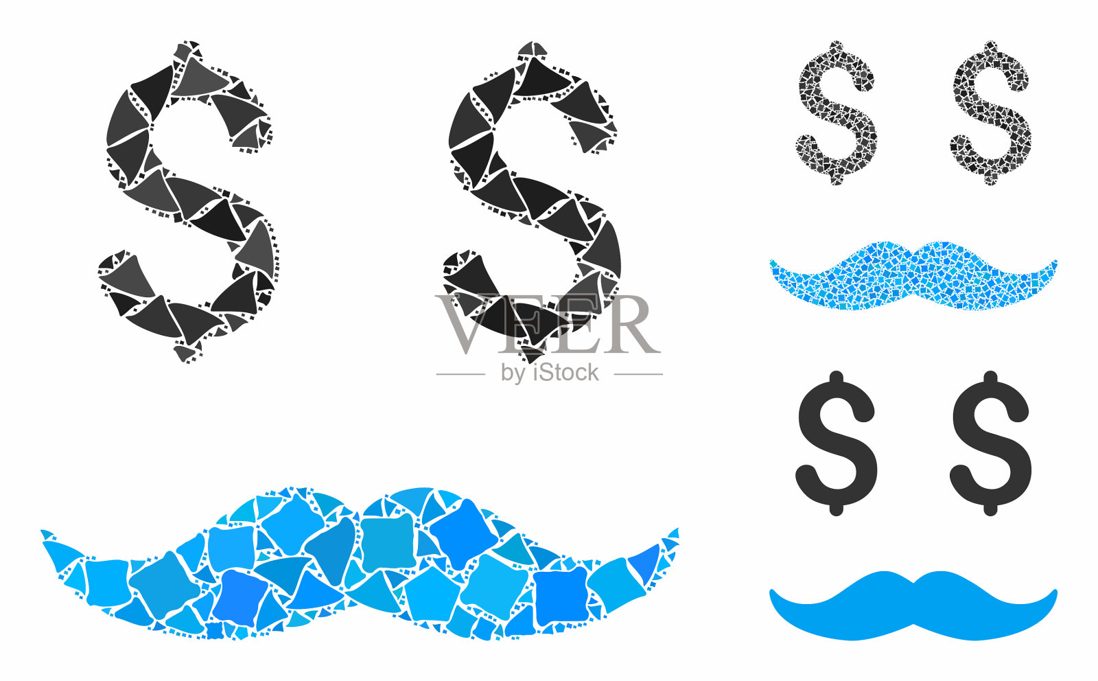 百万富翁小胡子组成图标不相等插画图片素材