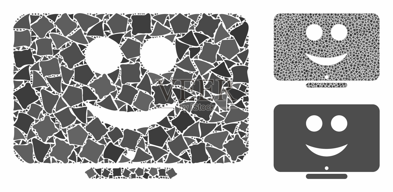 显示快乐的微笑马赛克图标结节插画图片素材