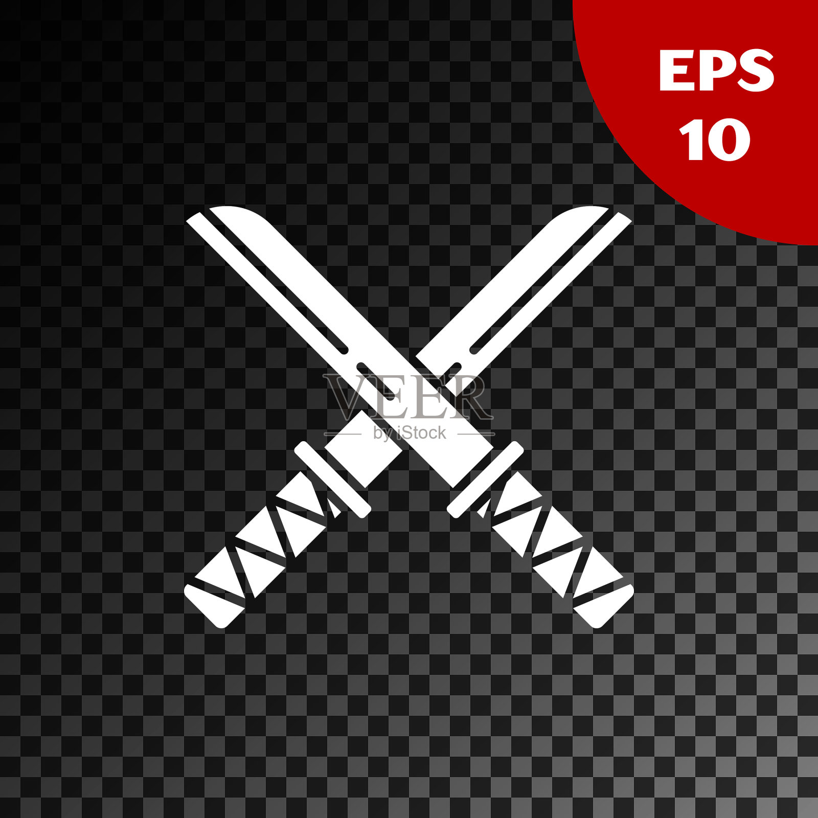 白色传统日本武士刀图标孤立上插画图片素材