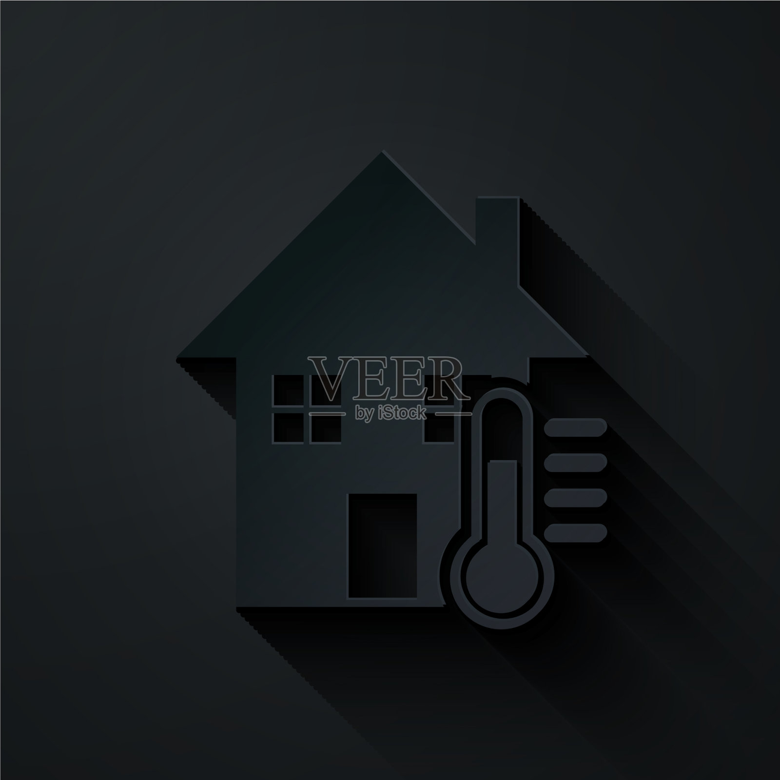 剪纸房子温度图标隔离在黑色图标素材